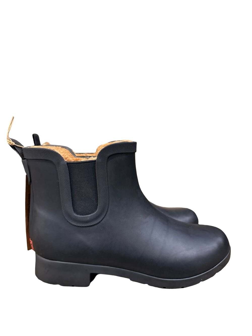 Chooka Chelsea Rain Boots Size 8 Black Faux Fur Lined